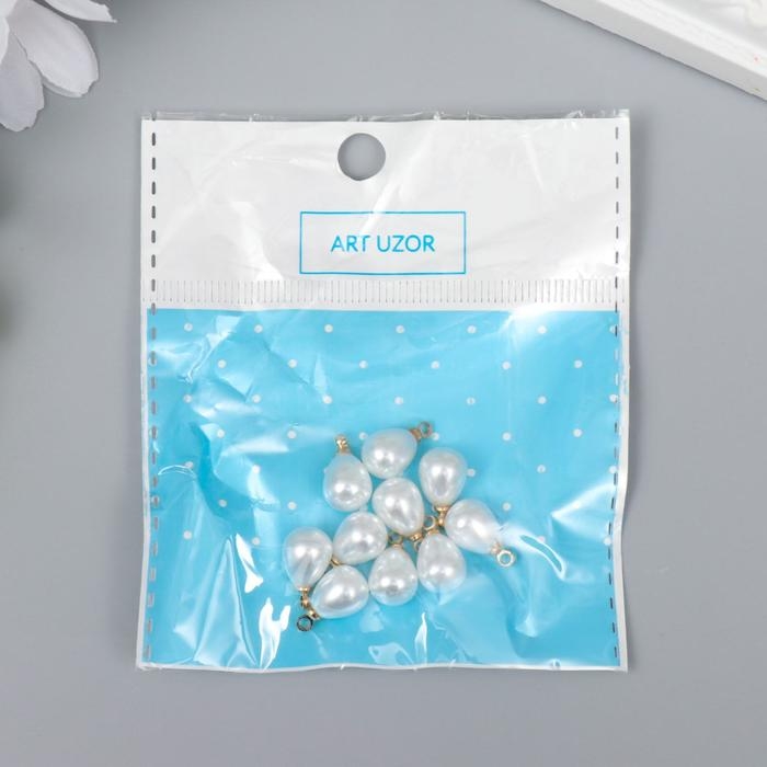 Декор для творчества пластик "Жемчужина-капелька с петелькой" набор 10 шт 0,7х1,2 см