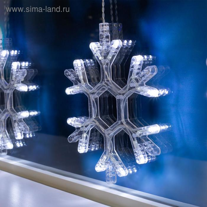 Гирлянда &laquo;Бахрома&raquo; 2.4 &times; 0.9 м с насадками &laquo;Снежинки&raquo;, IP20, прозрачная нить, 150 LED, свечение белое, 8 режимов, 220 В