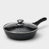 Набор кухонной посуды &laquo;Мраморная №3&raquo;, 6 предметов, крышка, съёмная ручка, антипригарное покрытие, цвет тёмный мрамор