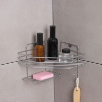 Полка настенная, с мыльницей, 20&times;20&times;15,5 см, цвет хром