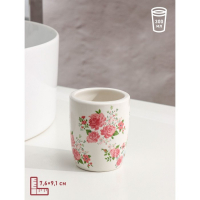 Набор аксессуаров для ванной комнаты &laquo;Розовые розы&raquo;, 4 предмета (дозатор 300 мл, мыльница, 2 стакана), цвет белый