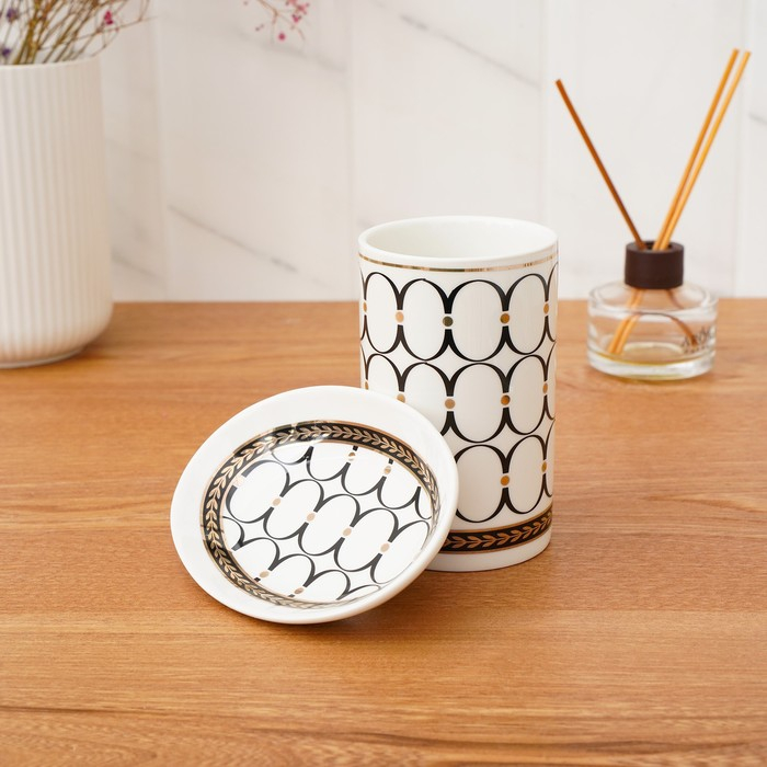 Набор аксессуаров для ванной комнаты &laquo;Джеки&raquo;, 4 предмета (мыльница, дозатор для мыла, 2 стакана), цвет белый