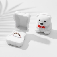 Футляр бархатный под кольцо &laquo;Мишка&raquo; 4,5&times;5&times;3,5, цвет белый