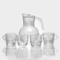 Набор для напитков из стекла &laquo;Космос&raquo;, 5 предметов: кувшин 1,9 л, 4 кружки 300/280/280/250 мл