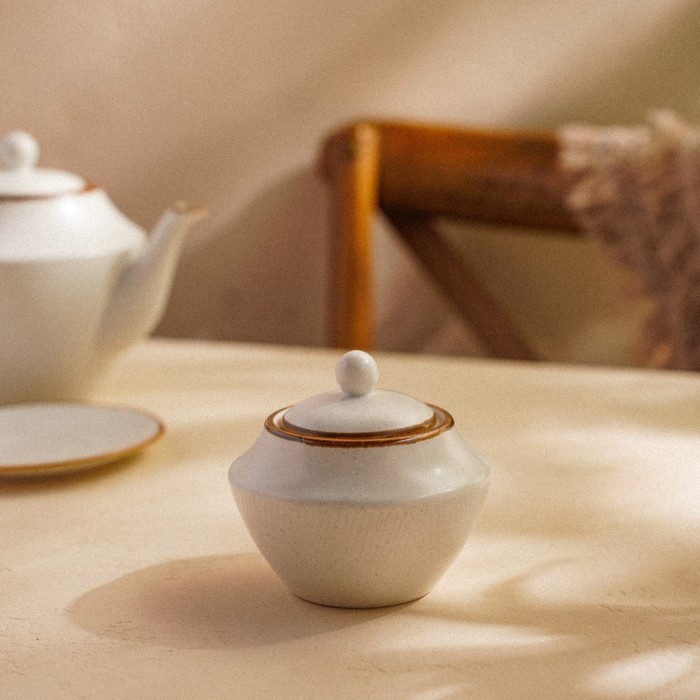 Сахарница фарфоровая SL Home &laquo;Волна в камне&raquo;, 300 мл, 9,5&times;10,5 см, цвет белый