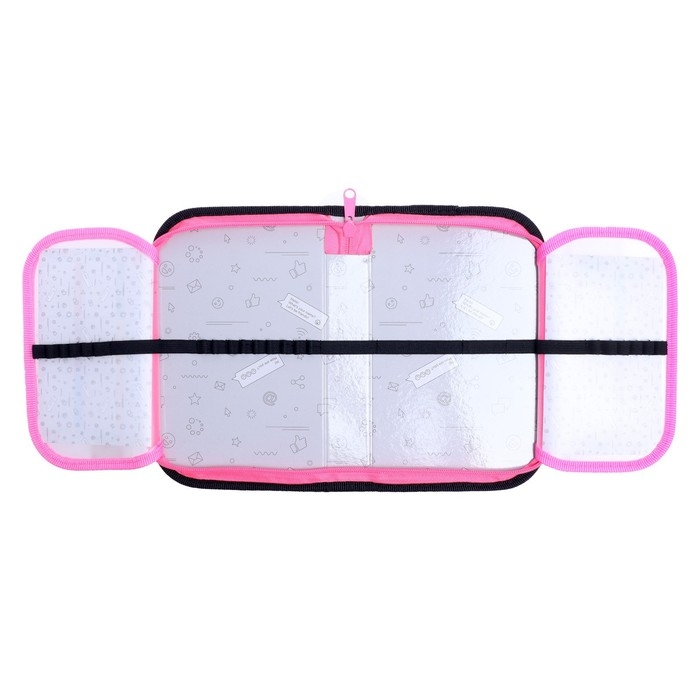 Пенал 3 секции, вкладка внутри, 140 х 210 х 40 мм, тканевый, Calligrata TOP Block "Кошечка"