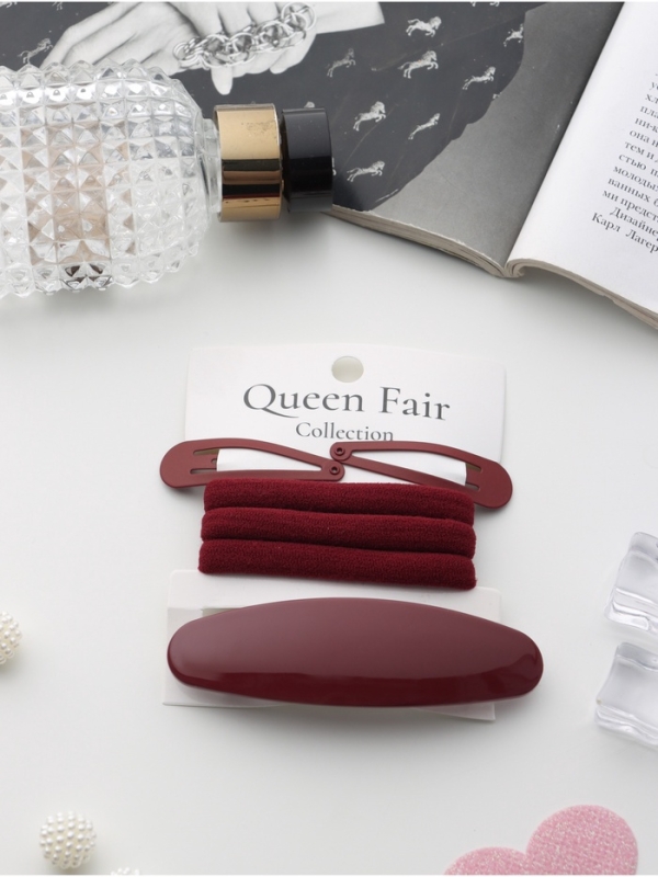 Набор для волос "Авиталь" (3 резинки 6 см, заколка-автомат 9 см, 2 невидимки 4,5 см) бордо   1069156