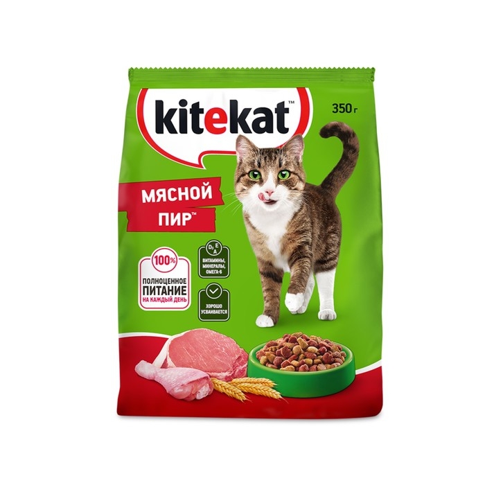 Сухой корм KiteKat "Мясной пир" для кошек, 350г