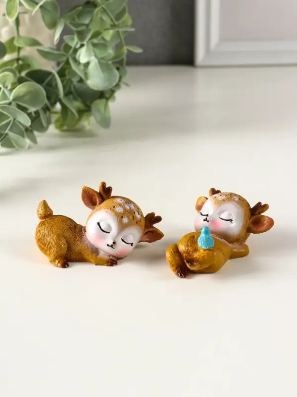 Сувенир полистоун "Милый спящий оленёнок" МИКС 7,2х3,3х3,8 см