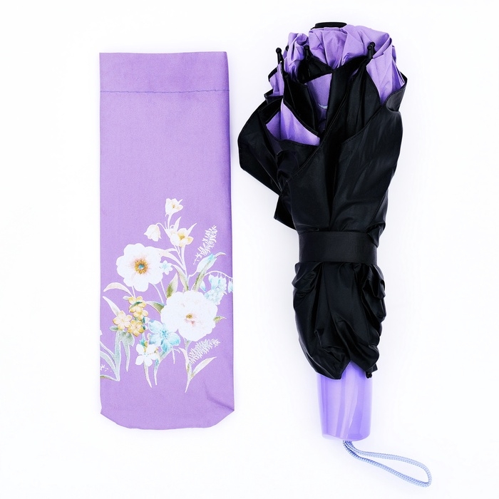 Зонт механический &laquo;Цветы&raquo;, эпонж, 4 сложения, 8 спиц, R = 48/55 см, D = 110 см, цвет МИКС