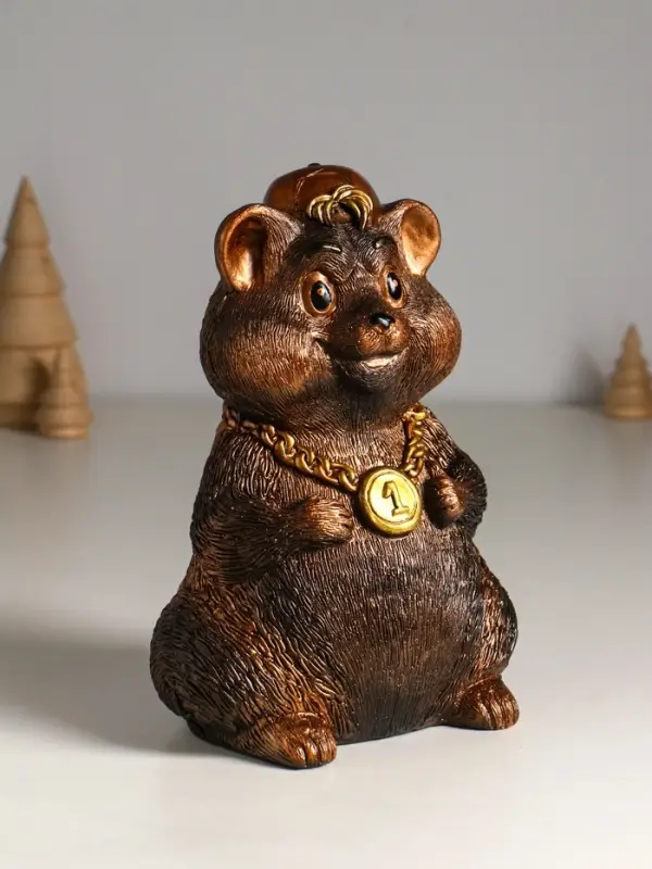 Копилка "Хомяк в кепке" 20 см, бронзовый