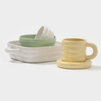 Чайная пара Доляна &laquo;Зефир&raquo;, 350 мл, керамика, белая