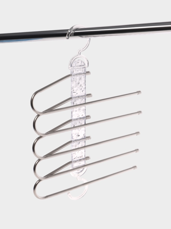 Вешалка для брюк многоуровневая, трансформер, 30,5х32х7,5, 5 уровней, прозрачная