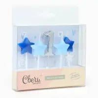 Свечи для торта &laquo;1-ый День Рождения Мальчика&raquo;, серебро/голубой, 2,5 х 3,5 + 4 см, 5 шт