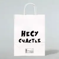 Пакет подарочный &laquo;Несу счастье &raquo;, 24&times;14&times;28 см