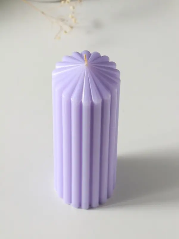 Свеча-цилиндр 7х20 см, 600 гр, с крупными гранями, лаванда