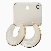 Серьги-кольца акрил "Тренд", цвет молочный в золоте