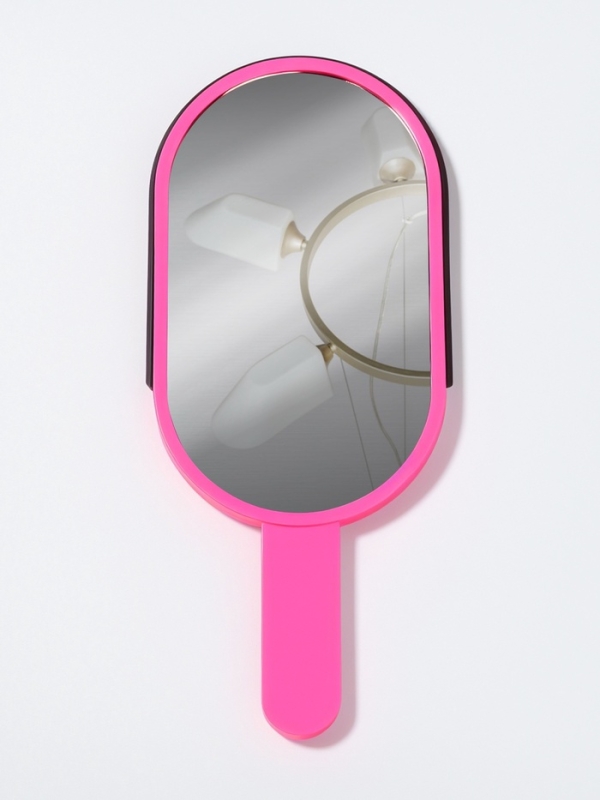Зеркало с ручкой (1) б/увел 6,7*12/7,8*18см МОРОЖЕНОЕ пластик розовый пакет QF