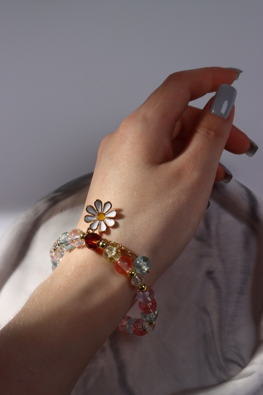 Браслет &laquo;Радость&raquo; ромашка, цветной в золоте, d=7