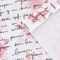 Бумага упаковочная крафт белый &laquo;Розы письмо&raquo;, малиновый/графит, 0.72&times;10&plusmn;5% м, 60 г