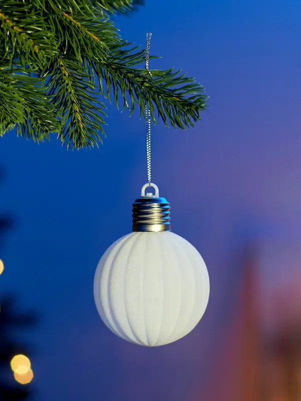 Елочный шар "Бархатный зефир" 8 см, 1 LED, LR44x3 (в компл.), Т/БЕЛЫЙ