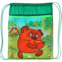 Мешок для обуви с карманом 420&times;350 мм, мягкий полиэстер, плотность 210D, Союзмультфильм Винни Пух