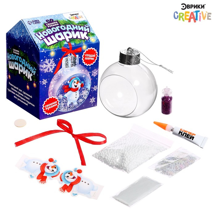 Набор для опытов &laquo;Новогодний шарик: Снеговик&raquo;, диаметр 7 см