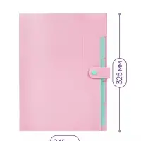 Папка А4, 5 отделений, Calligrata, 600 мкм, на кнопке, розовая, матовая