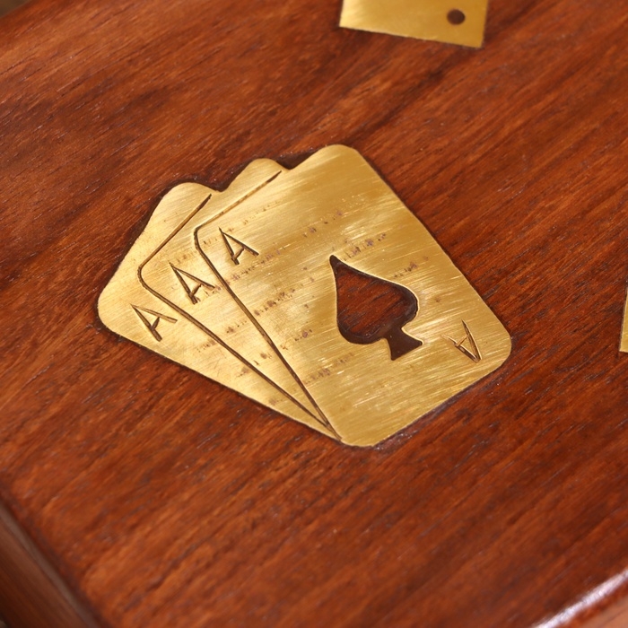 Игра настольная 2в1 (кубики + 2 колоды карт) 18х12х4 см, дерево шишам Игра настольная 2в1 (кубики + 2 колоды карт) 18х12х4 см, дерево шишам