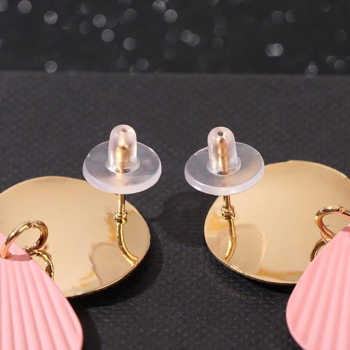 Серьги металл &laquo;Геометрия&raquo; линии, цвет розовый в золоте