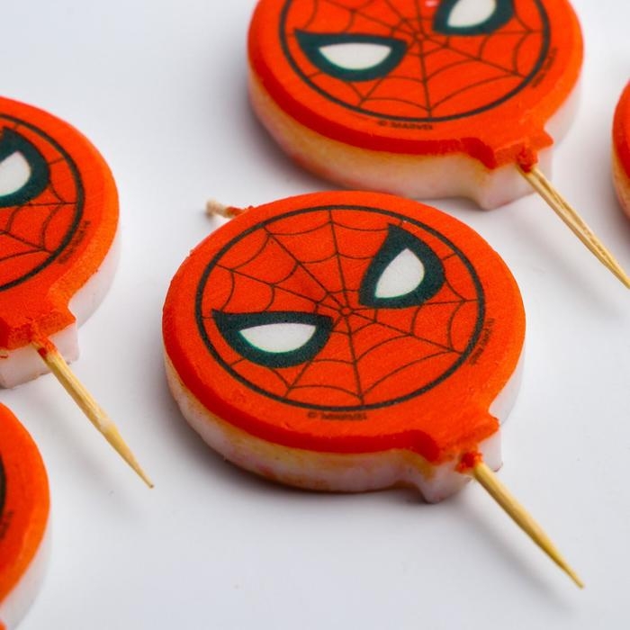 Свеча для торта "С Днем Рождения!", 5 штук, Человек-паук