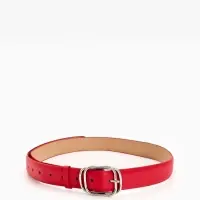 Ремень жен 06-01-02-01, Июнь2504, 3,2*0,3*110 см, без винта, пряж металл, 1 прокол, красный   109031