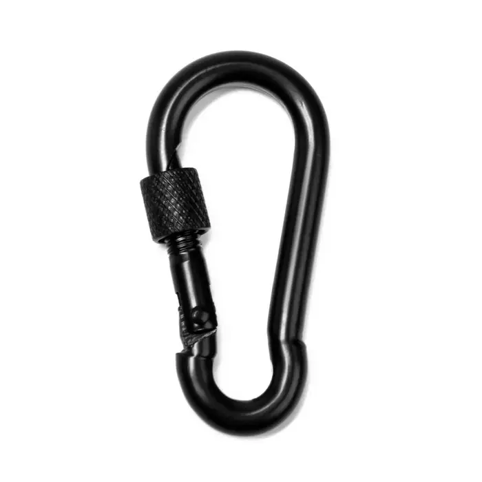 Карабин монтажный с фиксатором ТУНДРА krep, DIN5299D, 6&times;60 мм, черный, 1 шт.