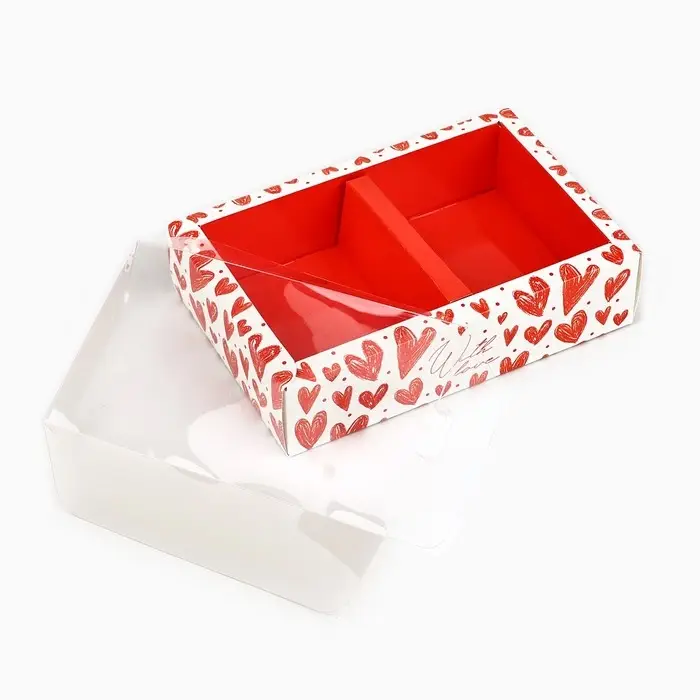 Коробка складная с пластиковой крышкой &laquo;С любовью&raquo;, 16.5 х 11 х 4 см
