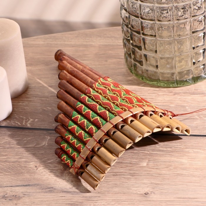 Сувенирный музыкальный инструмент "Флейта Пана" 28х19,5х6,5 см МИКС