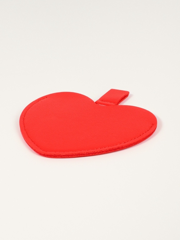 Зеркало  сердце (1) б/увел 8,4*9,5см/7,5*9см кожзам/акрил крас пакет QF