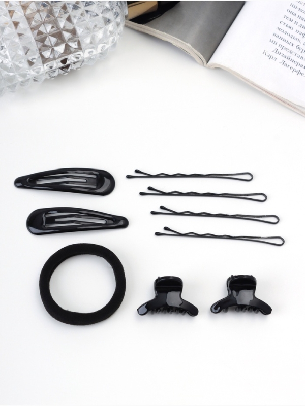 Набор для волос &laquo;Венди&raquo;, резинка 5.5 см, 6 невидимок 5.5 см, 5 см, 2 краба 2.5 см, дуга, чёрный