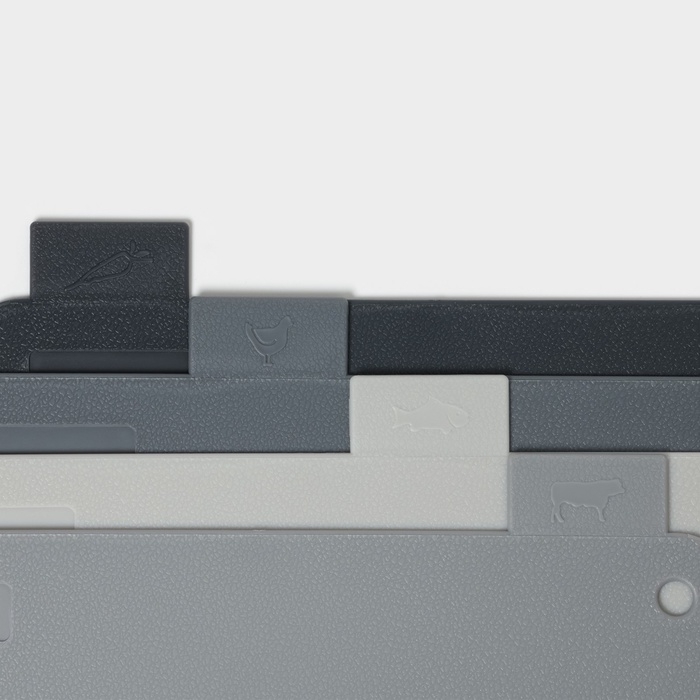 Доски разделочные Доляна, набор 4 шт, на подставке, пластик, 33&times;8&times;24 см, серые