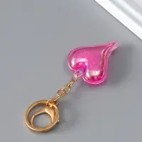 Брелок пластик голография с карабином "Розовое сердце, мыльный пузырь" 5,2х4,2х1,2 см