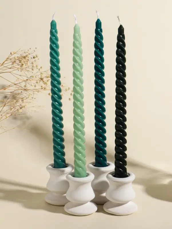 Набор свечей витых, 2х25 см, 4 шт, палитра зелёного 25,5х8,8х2,4 см