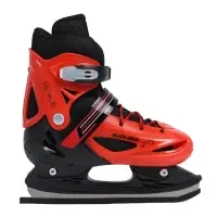 Коньки детские раздвижные BlackAqua, р. 30-33, для фитнеса, с роликовой платформой, красные, чёрные