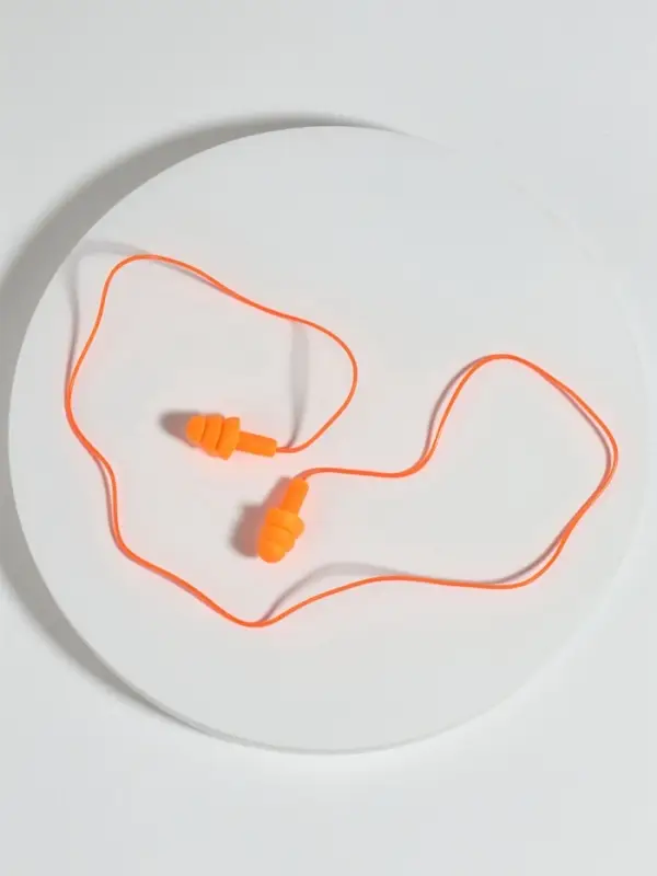 Беруши на шнурке, 3&times;1.5 см, в футляре, фасовка 10 шт., силиконовые, оранжевые