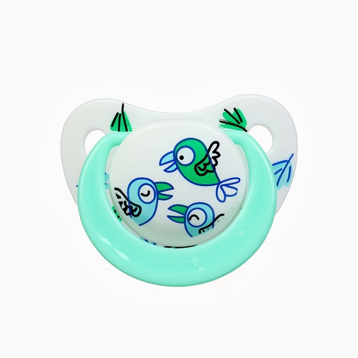 Соска - пустышка ортодонтическая &laquo;Птички&raquo;, +6 мес., цвет зеленый
