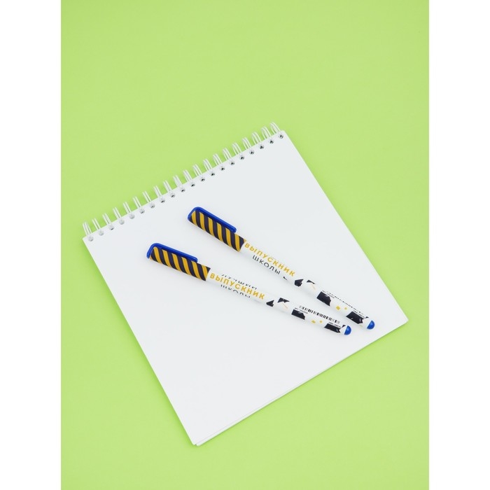 Набор пластиковых ручек "Лучший выпускник школы", синяя паста 0.7 мм, 4 шт