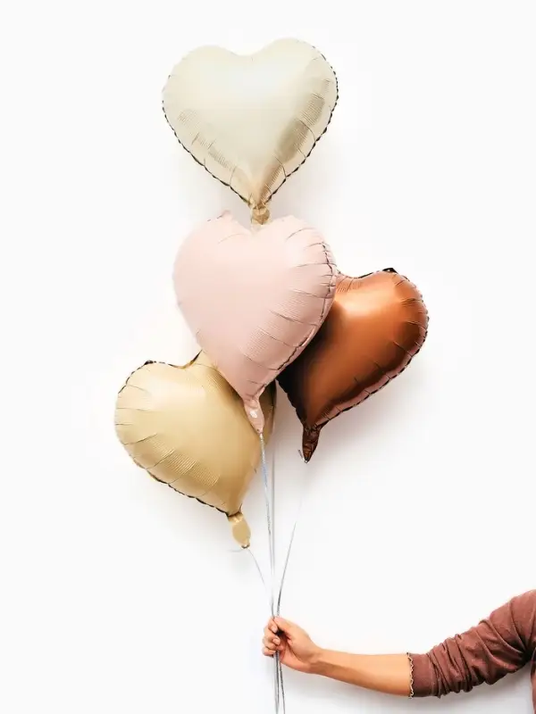 Воздушные шары фольгированные 17" "Сердце" цвет молочный сатин, набор 5 штук