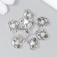 Металлический элемент, декоративная подвеска &laquo;Весёлое облако&raquo;, серебро набор 10 шт 1,4х1,3 см   1088