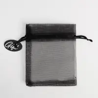 Мешочек подарочный органза черный &laquo;Подарок&raquo;, с шильдиком, 10 х 12 см +/- 1.5 см