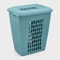 Корзина для белья с крышкой &laquo;Молетта&raquo;, 60 л, 47.9&times;36.9&times;55 см, прямоугольная, бирюзовая