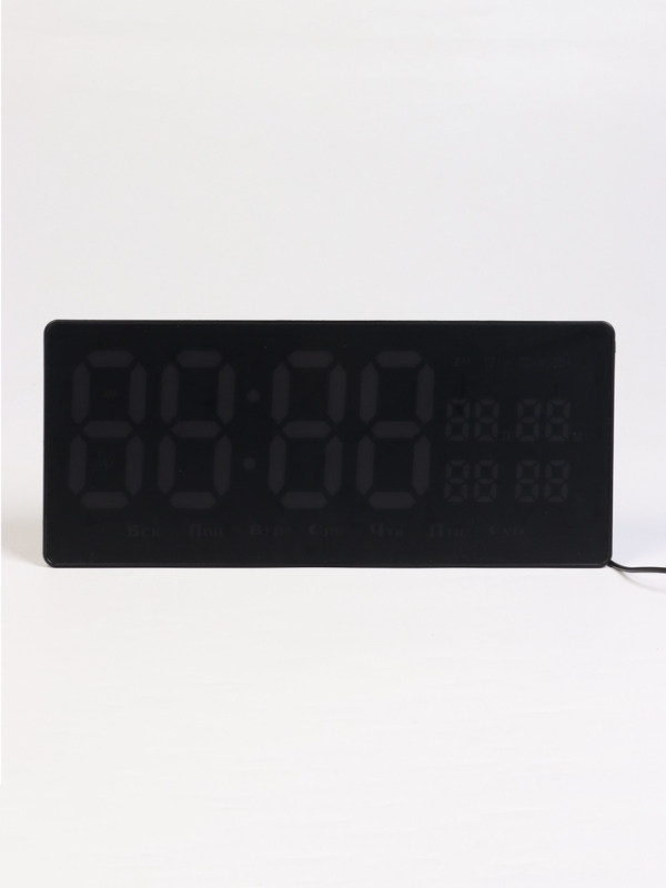 Часы электронные настенные, календарь термометр, 36.2 х 15.5 см, красные цифры 10 х 4.5 см   1076627