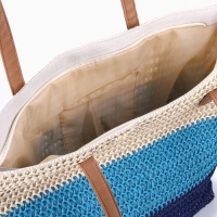 Сумка пляжная Полосы, 47*12*35, отд на молнии, подкладка, беж/синий